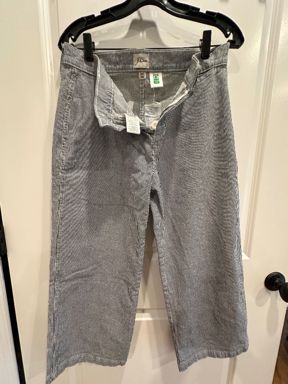 JCrew NWT Cropped Railroad Stipe Wide Legs jeans